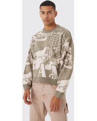BoohooMAN - Boxy Oversized Graphic Jumper - Lyst
