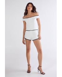 Nasty Gal - Lace Trim Tailored Bardot Top - Lyst