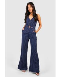 Boohoo - Petite Halter Neck Waistcoat Jumpsuit - Lyst