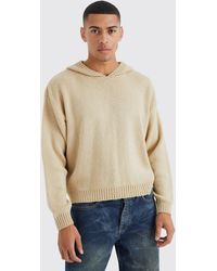BoohooMAN - Boxy Brushed Ribbed Knitted Hoodie - Lyst