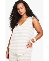 Boohoo - Plus V Neck Slouchy Knitted Top - Lyst