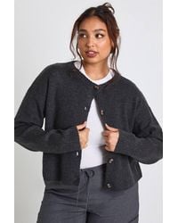 Boohoo - Plus Button Down Crew Neck Cardigan - Lyst