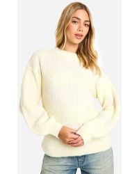 Boohoo - Knitted Oversized Crew Neck Stripe Jumper - Lyst