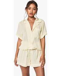 Boohoo - Cheesecloth Boxy Short Sleeve Shirt & Shorts Pyjama Set - Lyst
