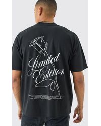 BoohooMAN - Oversized Limited Edition Rose Stencil T-shirt - Lyst