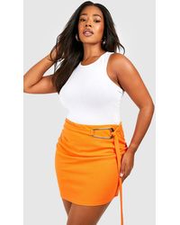 Boohoo - Plus Jersey Knit Buckle Detail Belted Mini Skirt - Lyst