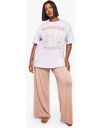 Boohoo - Plus Brunch Club T-Shirt & Trouser Pj Set - Lyst