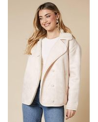 Dorothy Perkins - Button Through Borg Aviator Jacket - Lyst