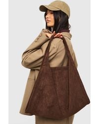 Boohoo - Faux Suede Large Tote Bag - Lyst