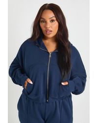 Boohoo - Plus Core Basic Boxy Balloon Sleeve Oversized Zip Through Hoodie - Lyst