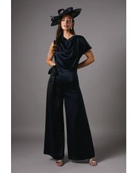 Coast - Tie Side Satin Drape Wide Leg Jumpsuit - Lyst
