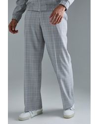 BoohooMAN - Check Tailored Wide Leg Trousers - Lyst