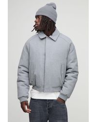 BoohooMAN - Regular Fit Melton Mono Padded Collared Bomber Jacket - Lyst