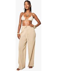Boohoo - Crinkle Cotton Beach Trousers - Lyst