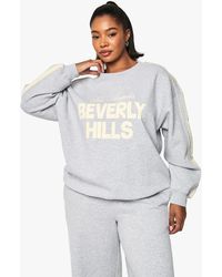 Boohoo - Sudadera Plus Oversize Con Raya Lateral Y Estampado De Beverly Hills - Lyst