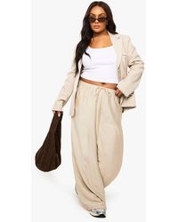 Boohoo - Plus Woven Drawstring Wide Leg Trouser - Lyst