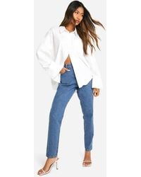 Boohoo - Basics 32 Inch Leg High Waisted Slim Fit Mom Jeans - Lyst