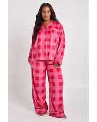 Boohoo - Plus Flannel Trouser Pj Set - Lyst