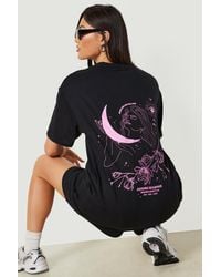Boohoo Moon And Stars Back Print T-shirt - Black