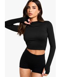 Boohoo - Petite Premium Active High Waisted Micro Short - Lyst