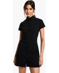 Boohoo - Tailored Button Down Collared A-Line Mini Dress - Lyst