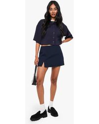 Boohoo - Split Hem Mini Skort - Lyst