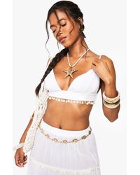 Boohoo - Shell Embellished Beach Crop Top - Lyst