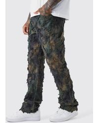 BoohooMAN - Fixed Waist Slim Oil Camo Cargo Tapestry Trouser - Lyst