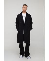 BoohooMAN - Abrigo Tall Efecto Lana Con Botonadura Doble - Lyst