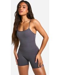 Boohoo - Premium Sculpt Padded Strappy Sports Tank - Lyst