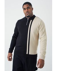 BoohooMAN - Plus Long Sleeve Muscle Fit Colour Block Knit Polo - Lyst