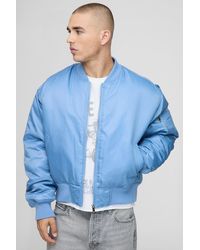 BoohooMAN - Oversized Boxy Curved Hem Nylon Bomber Jacket - Lyst