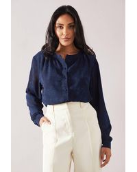 Wallis - Petite Jacquard Button Through Blouse - Lyst