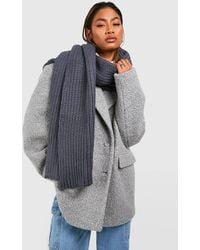 Boohoo - Chunky Rib Knit Scarf - Lyst