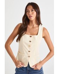 Boohoo - Square Neck Button Waistcoat - Lyst