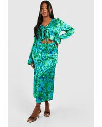 Boohoo - Plus Floral Cut Out Ruffle Midaxi Dress - Lyst