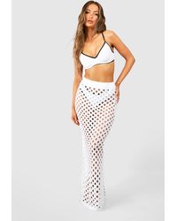 Boohoo - Crochet Beach Maxi Skirt - Lyst