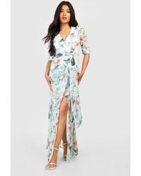 Boohoo - Maternity Occasion Floral Puff Sleeve Maxi Dress - Lyst