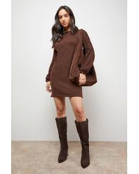 Oasis - Slash Neck Sleeve Detail Sweater Dress - Lyst