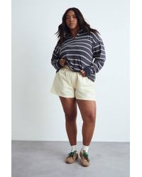 Boohoo - Plus Heavy Cotton Button Detail Collared Rugby Top - Lyst