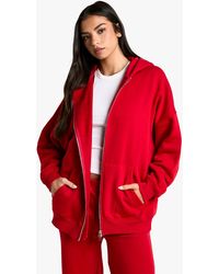 Boohoo - Sudadera Oversize Con Capucha Y Cremallera Doble - Lyst