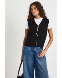 Boohoo - Toggle Button Cable Knit Waistcoat - Lyst