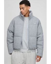 BoohooMAN - Boxy Fit Mini Knitted Textured Funnel Neck Puffer Jacket - Lyst