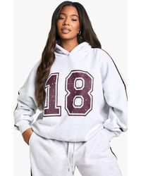 Boohoo - Plus 18 Print Side Striped Oversized Hoodie - Lyst