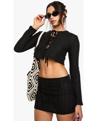 Boohoo - Crochet Mini Skirt With Built - Lyst