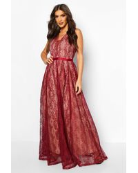 boutique all lace plunge neck maxi dress