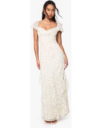 Boohoo - Floral Crinkle Chiffon Ruffle Maxi Dress - Lyst