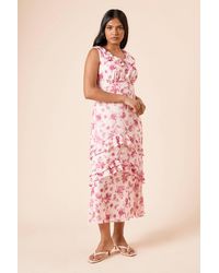 Dorothy Perkins - Petite Frill Neck Ruffle Detail Maxi Dress - Lyst