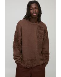 BoohooMAN - Oversized Textured Multi Patch Knitted Sweater - Lyst
