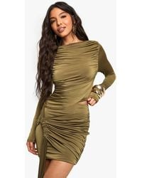 Boohoo - Slinky Knot Front Drape Mini Skirt - Lyst